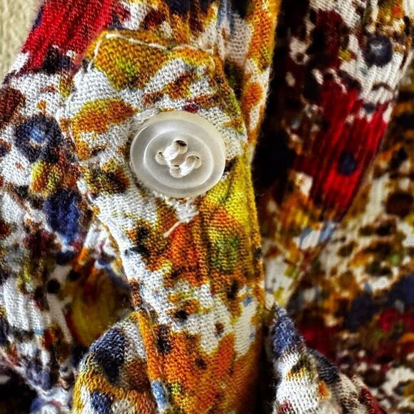 Kut From The Kloth Floral Blouse Button Front Long Sleeves SZ M #2399 - Picture 10 of 13